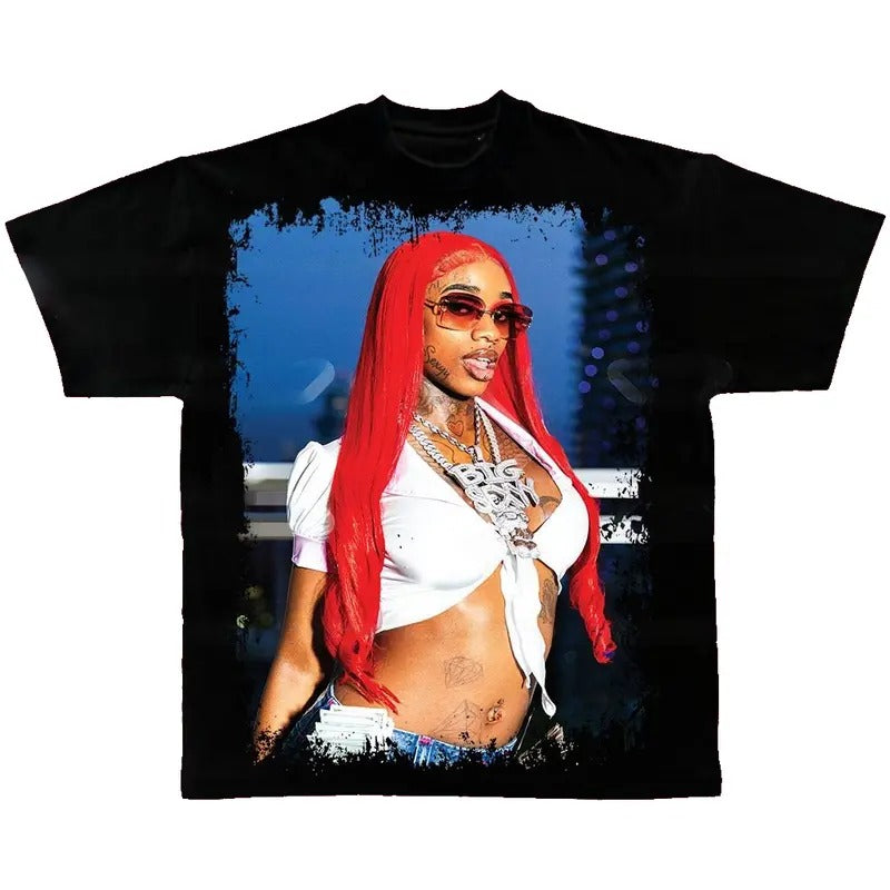 Sexyy Red Vintage Rap Tee Big Face Hip Hop Graphic T-shirt Hoodie, Sweatshirt | TeeBloomCo.com
