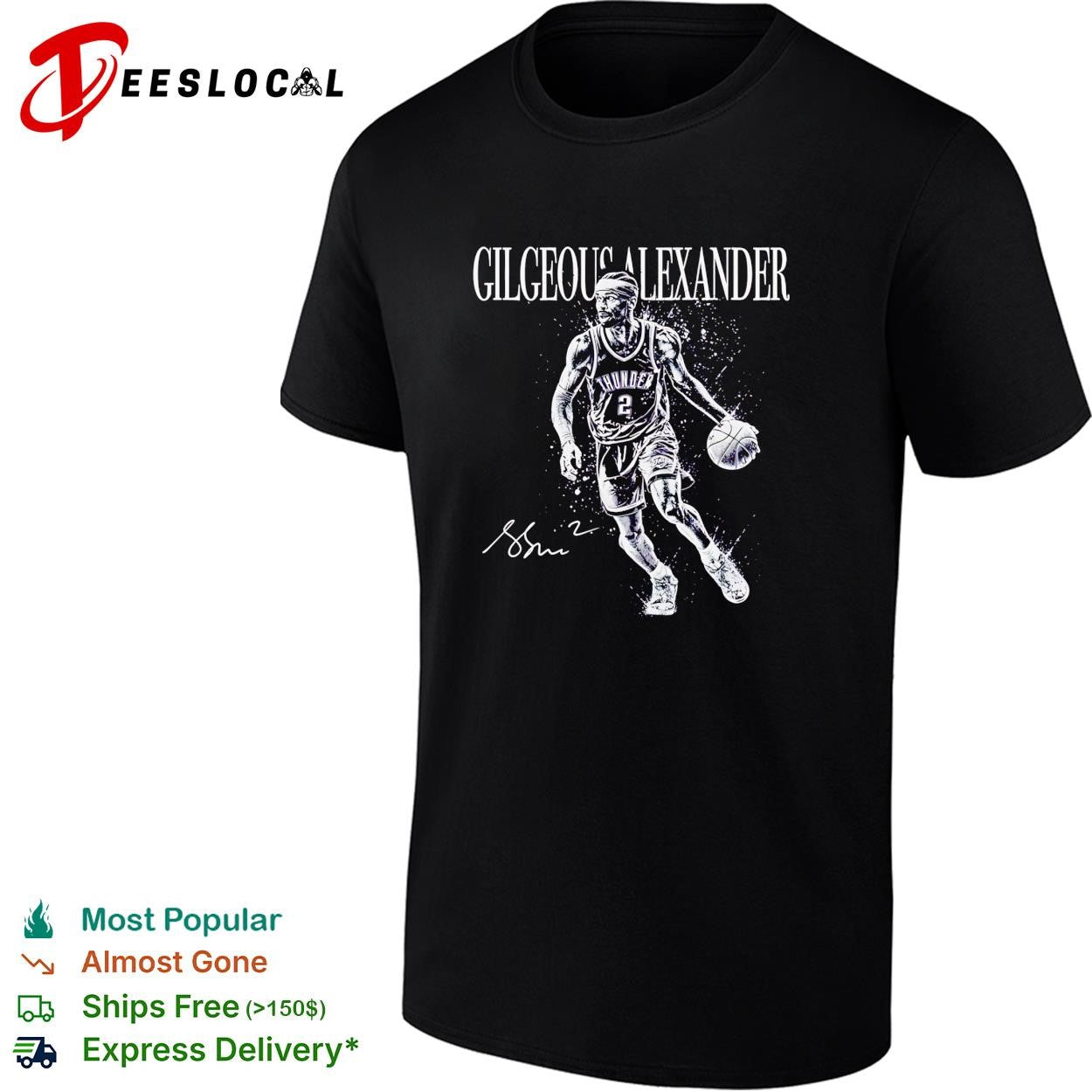 Shai Gilgeous-Alexander Oklahoma City Thunder number 2 action portrait shirt