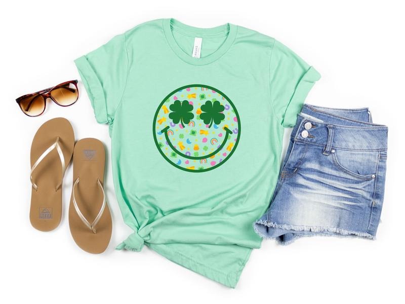 Shamrock Happy Face TShirt Hoodie, Sweatshirt | TeeBloomCo.com