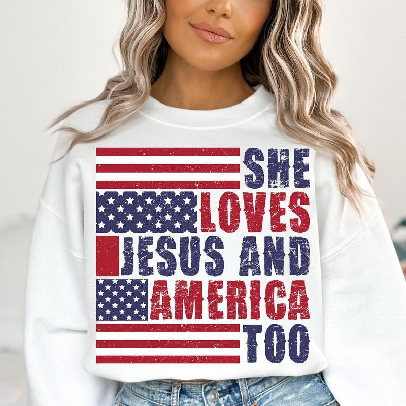 She loves Jesus and America Too Shirt, Christian , 4th of July Shirt, Fourth Of July Shirt, America , Independence Day,...
