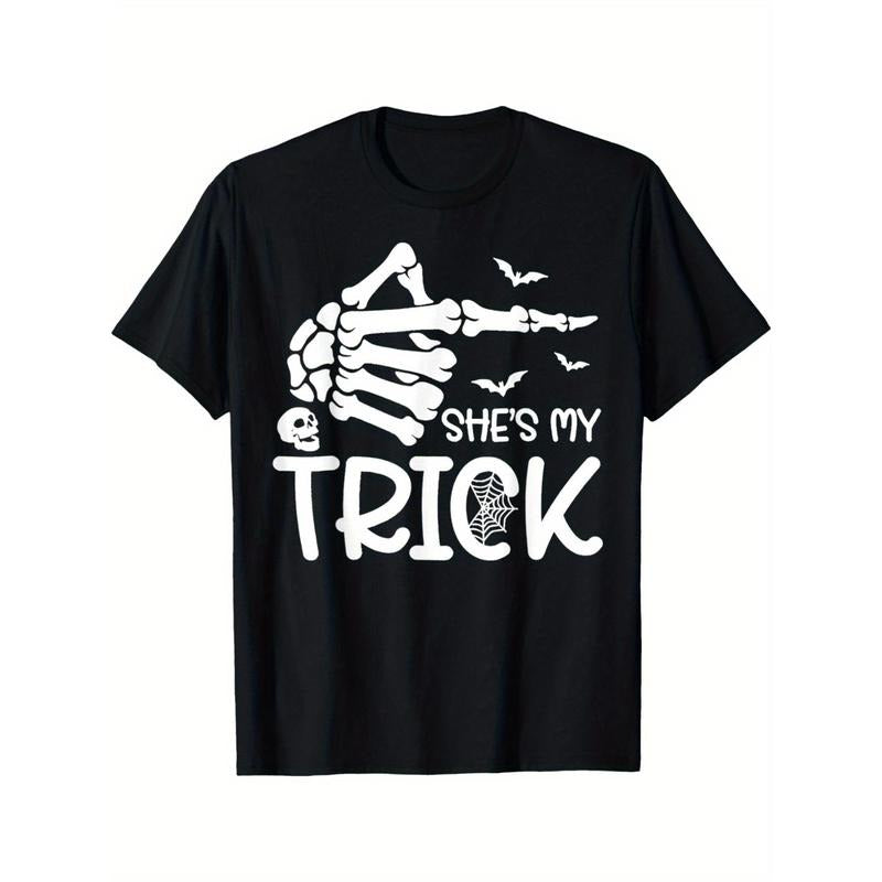 She's My Trick Skeleton Hand Halloween Costume Men's T-Shirt made in usa Hoodie, Sweatshirt | TeeBloomCo.com