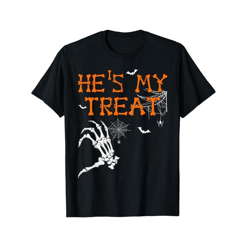She's My Trick, He's My Treat Halloween Couple Skeleton Mens T Shirt made in usa Hoodie, Sweatshirt | TeeBloomCo.com