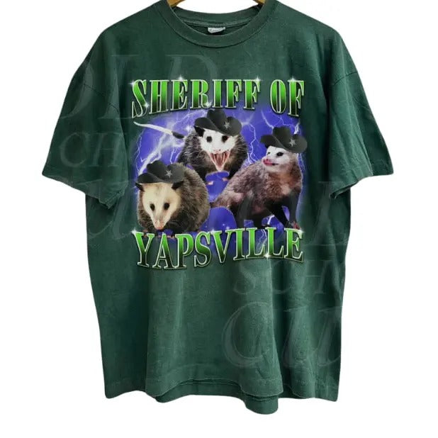 Sheriff Of Yapsville Vintage 90s Graphic Shirt, Retro Possum Yapper Shirt, Funny Yap Party Gifts, Unisex Y2k Joke Tee,...