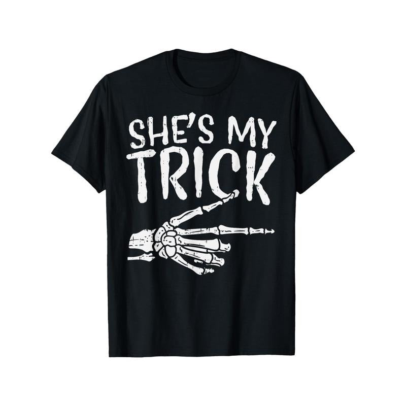 Shes My Trick Matching Couple Halloween Costume Boyfriend T-Shirt made in usa Hoodie, Sweatshirt | TeeBloomCo.com