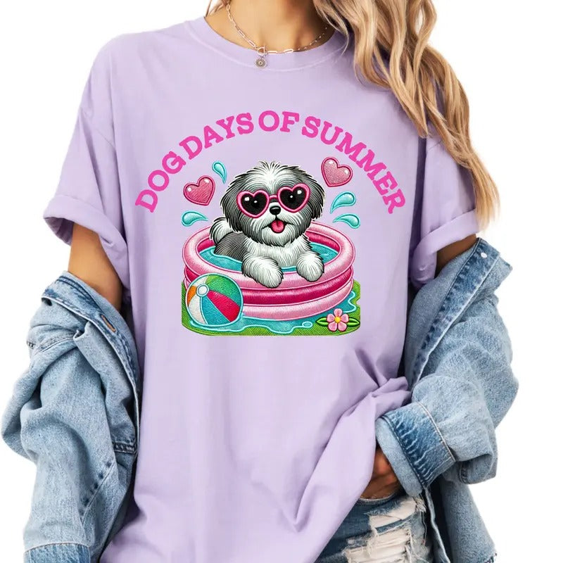 Shihzu Dog Days of Summer Shirt ~ Unisex Apparel Relaxed Fit Printed In The USA Clothing Womenswear Casual Comfort Cotton...