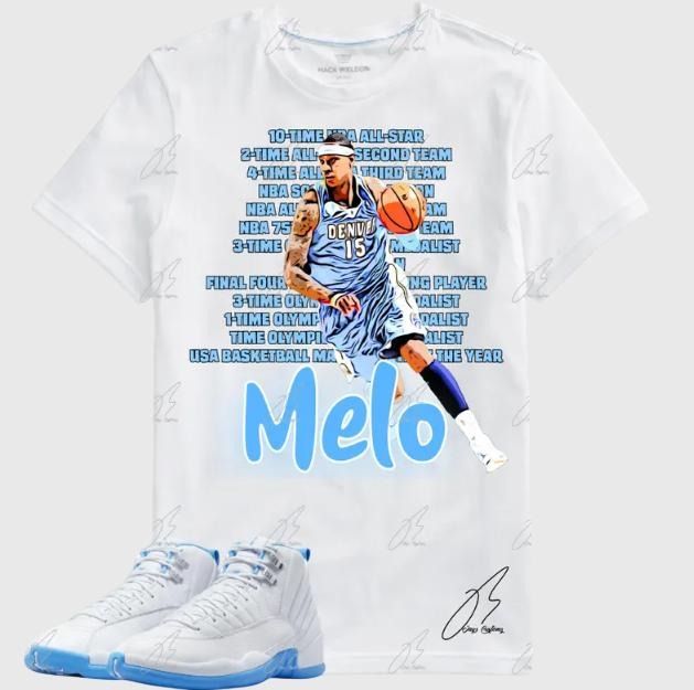 Shirt To Match AJ 12 Melo- Blue, Graphic Tee,Best Gift,Birthday,Sneaker Match,Mens Shirt Hoodie, Sweatshirt | TeeBloomCo.com