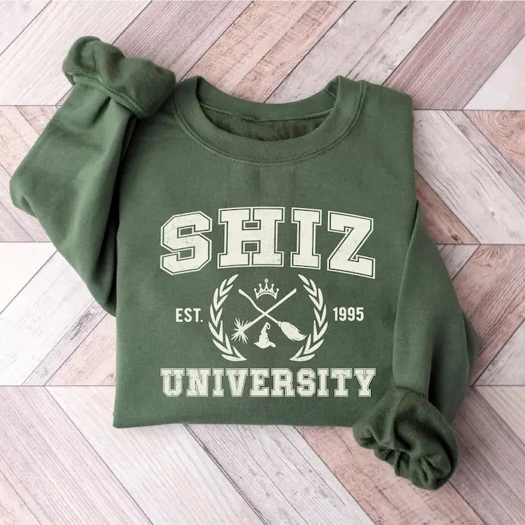 Shiz University Sweatshirt, Wickeds Shirt, Wizard Shiz Uni Shirt, Musical Movie Sweater, Defy Gravity Broomstick Magic...