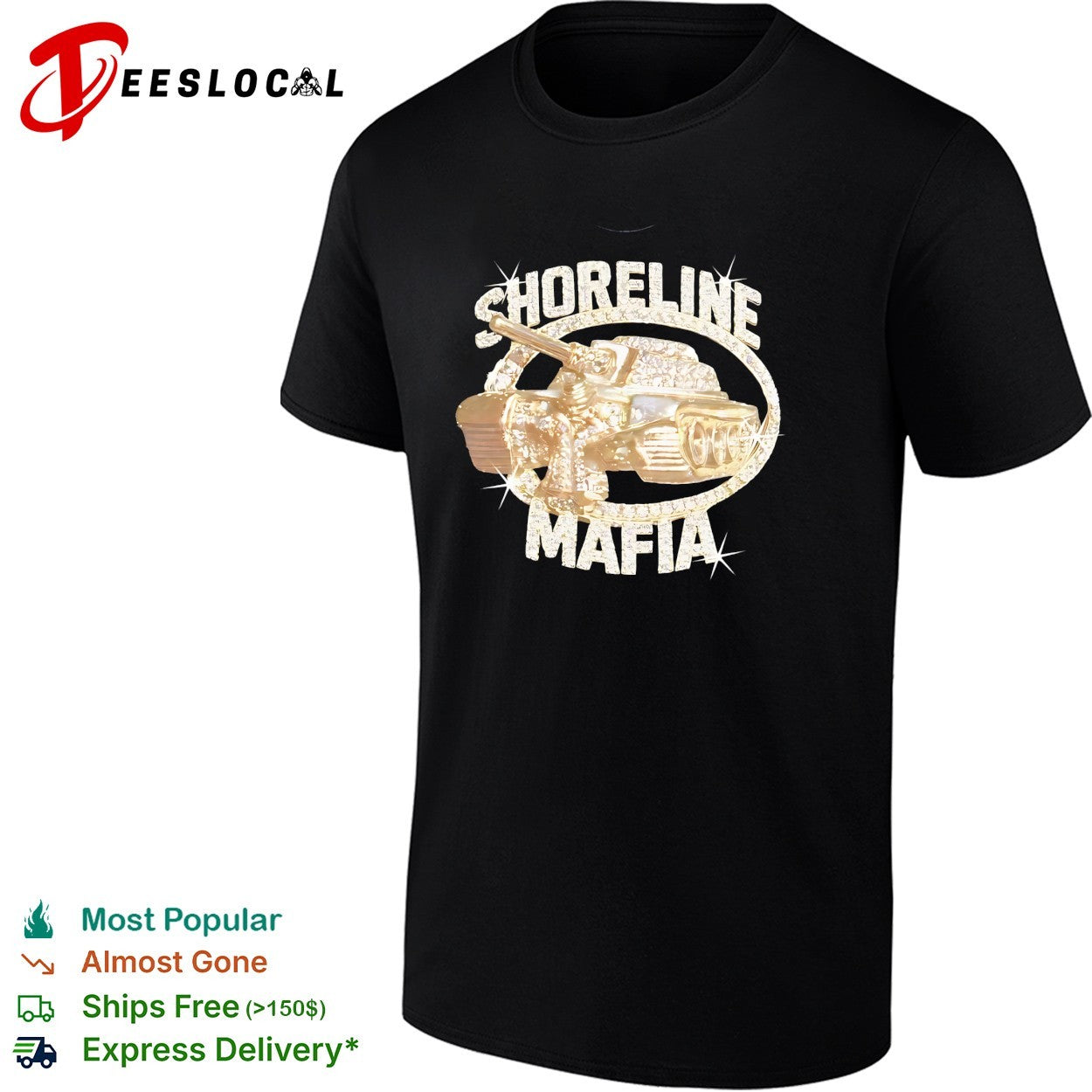 Shoreline Mafia Tank Gold Diamond Bling Hip Hop Music Logo Art Rap Culture shirt