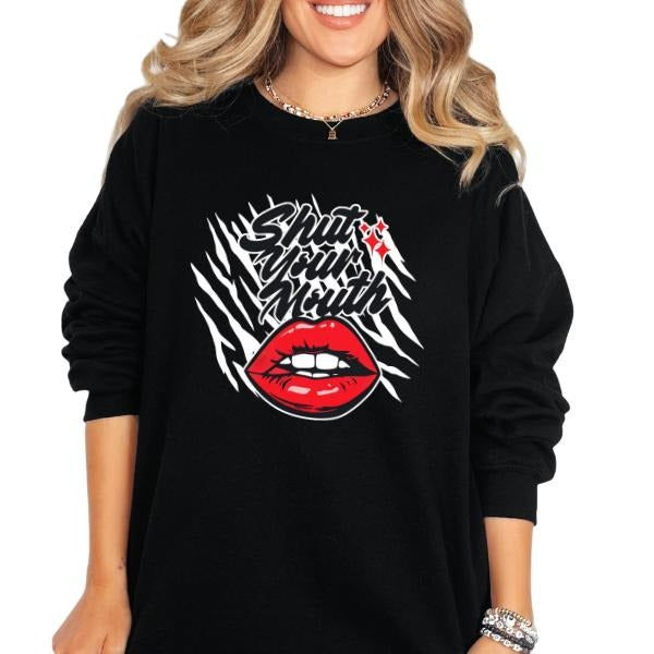 Shut Your Mouth Crewneck Sweatshirt, T Shirt, or Hoodie Grunge Aesthetic Pullover | Casual, Comfort, Streetwear, Unisex...