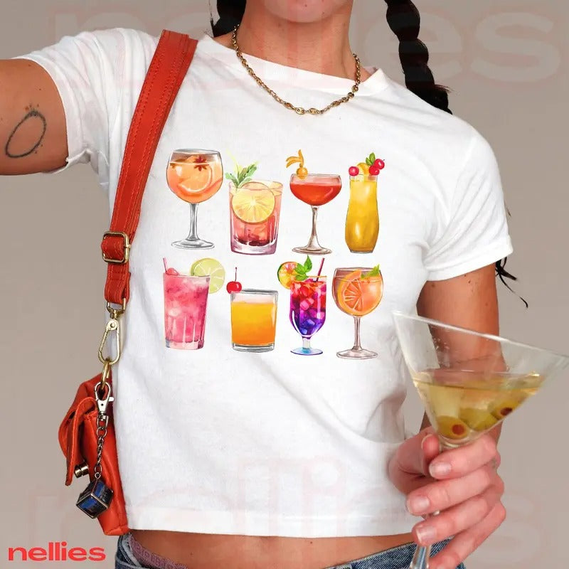 Signature Cocktail Baby Tee Margarita Cocktail Shirt Martini Glasses Espresso Martini Dirty Martini Shirt Aperol Spritz...