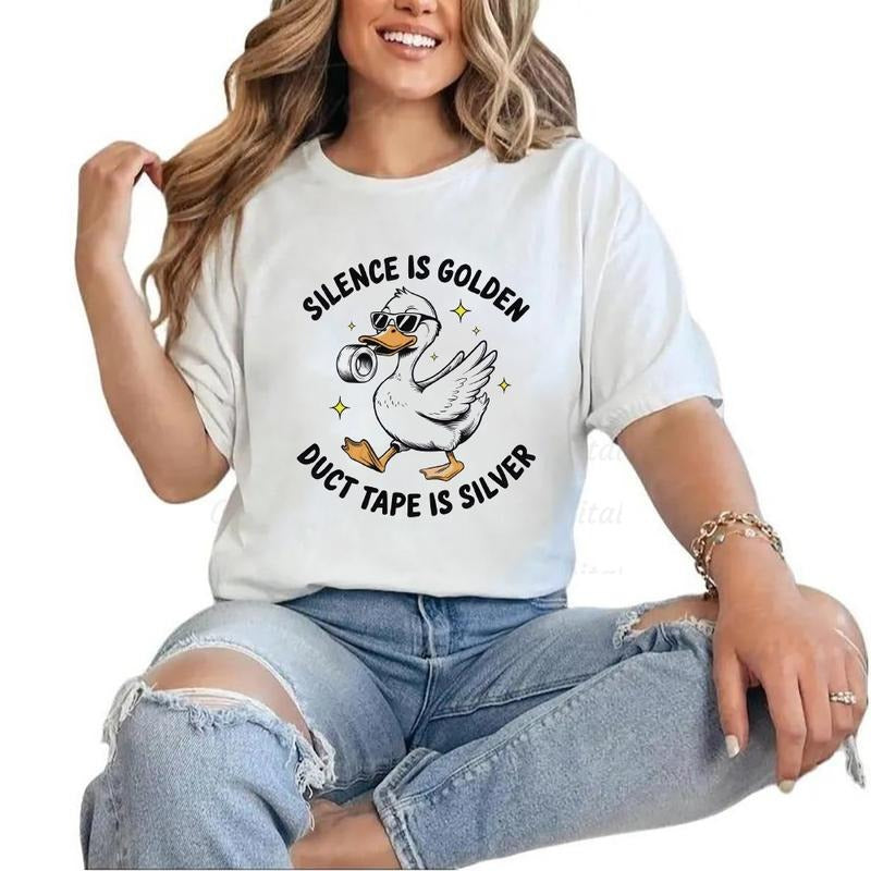Silence Is Golden Duck Tape Is Silver T-shirt Funny Duck Retro T-Shirt Unisex Hoodie Sweatshirt | TeeBloomCo.com