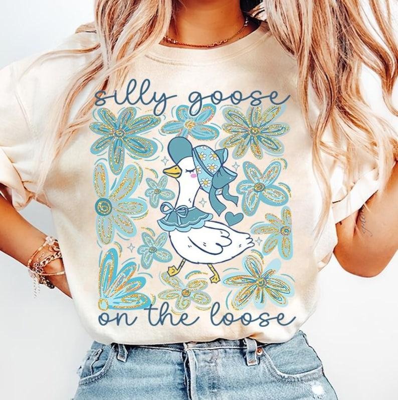 Silly Goose Coquette Bow Girly Spring Floral Mama Duck Lover T-Shirt Hoodie, Sweatshirt | TeeBloomCo.com