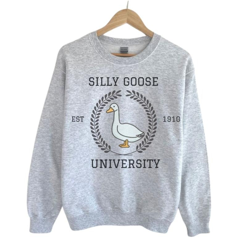 Silly Goose University Crewneck Sweatshirt, Goose Meme Shirt, Unisex University Shirt, Funny Men's Women's Sweater,...