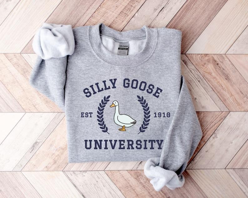 Silly Goose University Crewneck Sweatshirt,Unisex Shirt,Funny Men's Sweatshirt,Funny Gift for Guys,Funny Goose Hoodie and...