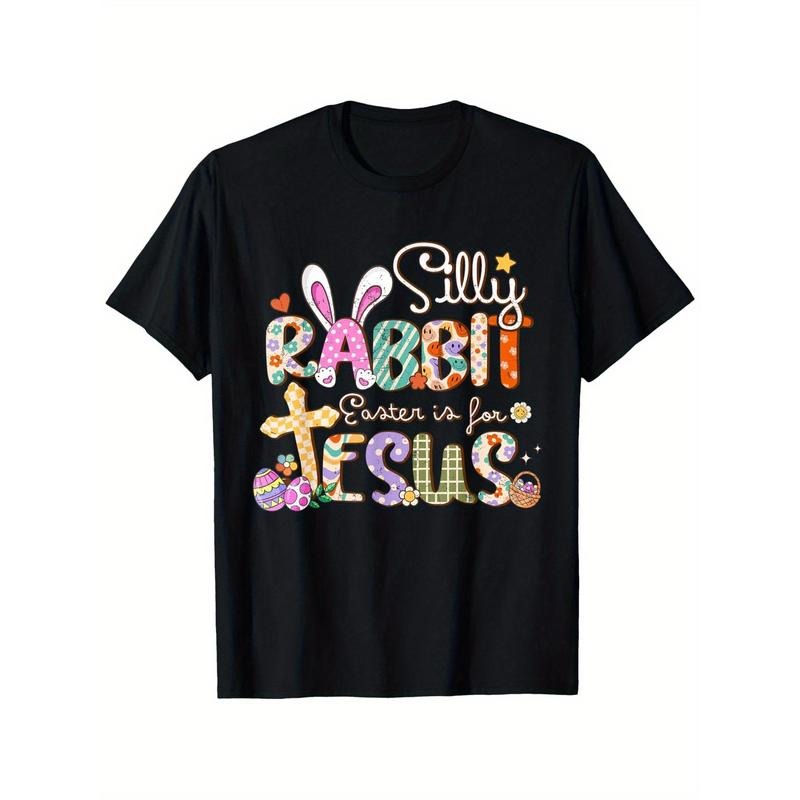 Silly Rabbit Easter Is For Jesus Cute Bunny Christian Faith T-Shirt, 100% Cotton Easter shirt for Men Dad, 220g Weight...