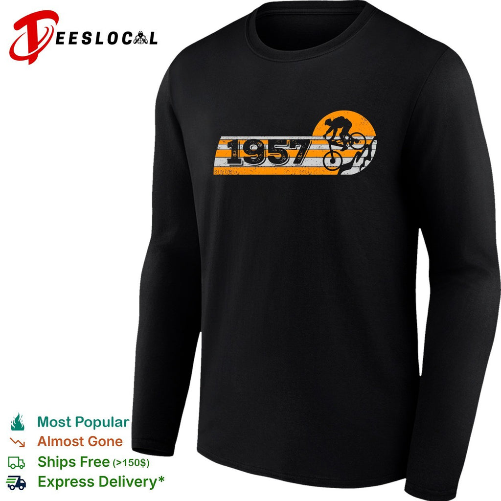Since 1957 Mountain Biking Retro Sunset Sport Bicycle Cycling Enthusiast shirt