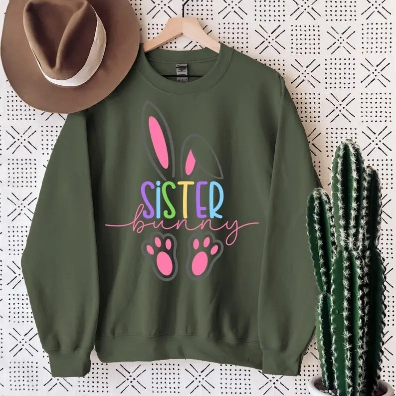 Sister Bunny Easter Hoodie, Sis Bunny Sweatshirt, T-Shirt, Hoodie | TeeBloomCo.com