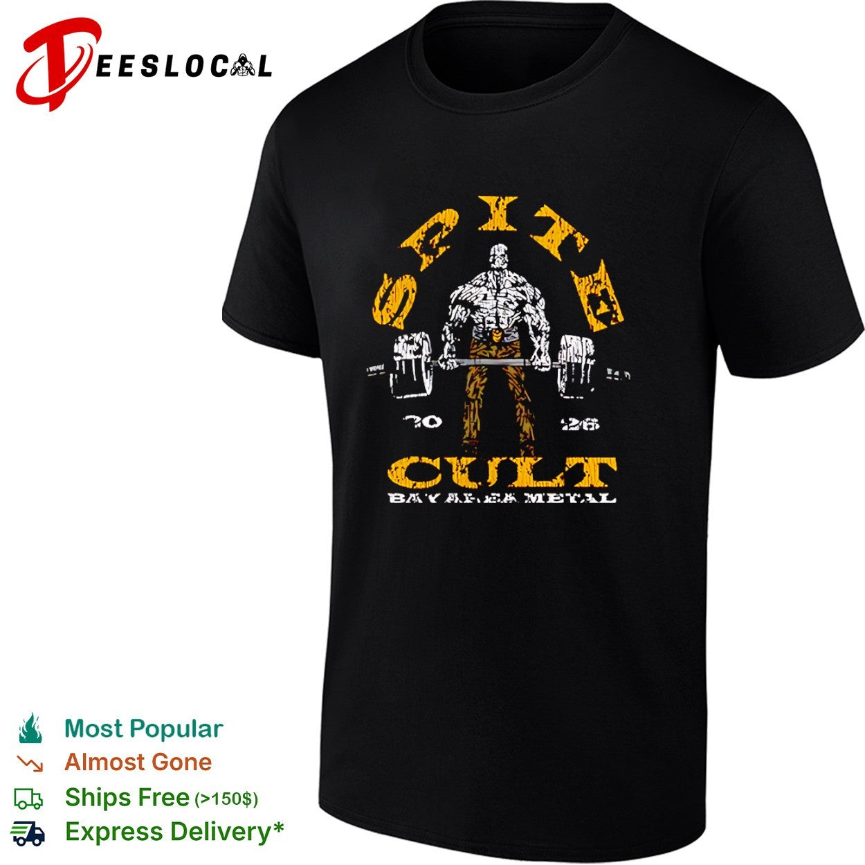 Site 20 26 Cult Bay Area Metal Powerlifter Deadlift Heavy Iron Gym Workout shirt