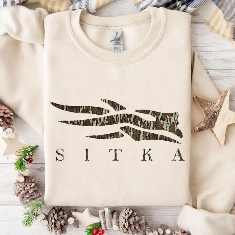 Sitka Camoflauge Bottomland Pattern Logo Unisex Sweatshirt, sweatshirt hot trend T-Shirts, Hoodie | TeeBloomCo.com