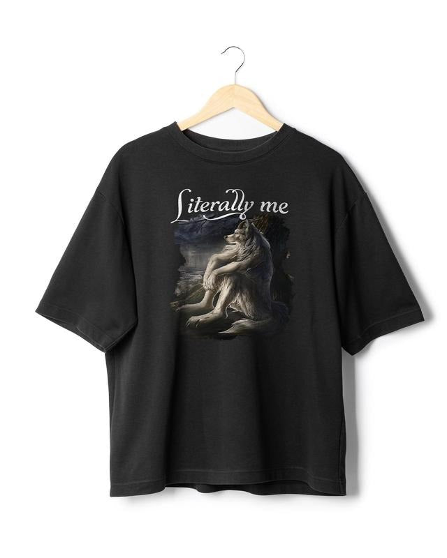Sitting wolf shirt literally me funny meme tshirt Menswear Top Hoodie, Sweatshirt | TeeBloomCo.com