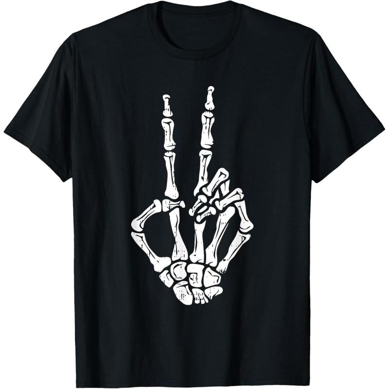 Skeleton Hand Peace Sign Halloween Costume Bones T-Shirt made in usa Hoodie, Sweatshirt | TeeBloomCo.com