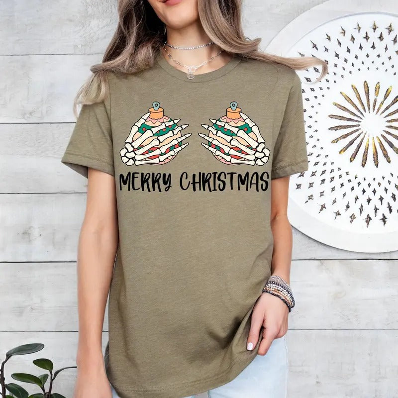 Skeleton Hands Merry Christmas Shirt Funny Christmas Shirt Dead Inside Skeletons Christmas Shirt Christmas Skeleton...