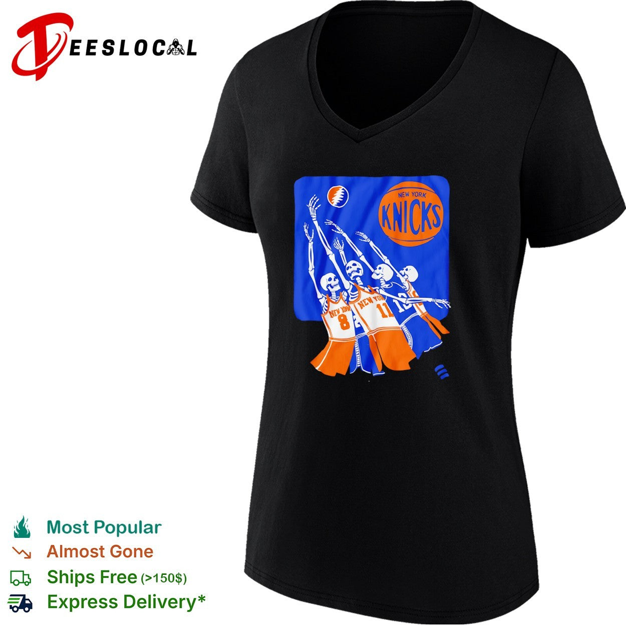 Skeleton Jalen Brunson Karl Anthony Towns New York Knicks Grateful Dead Skeleton NBA shirt