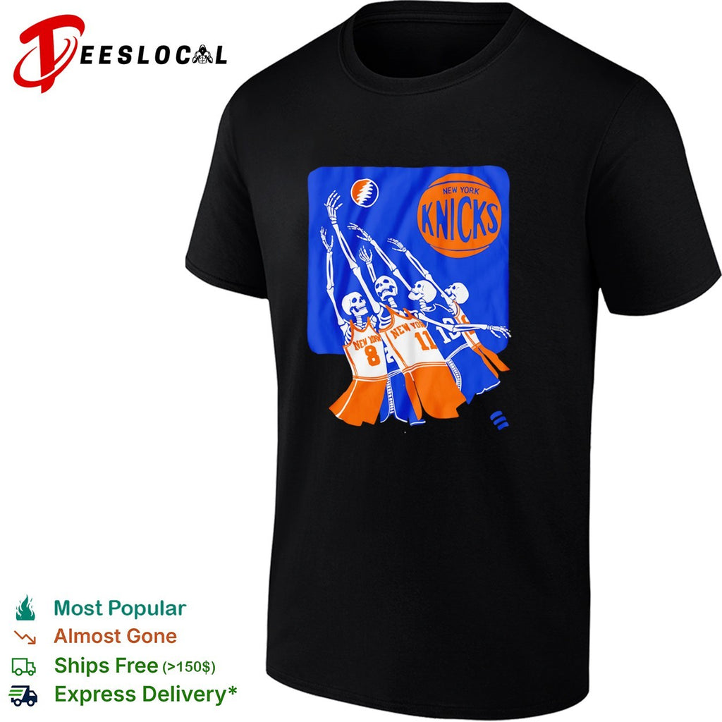 Skeleton Jalen Brunson Karl Anthony Towns New York Knicks Grateful Dead Skeleton NBA shirt