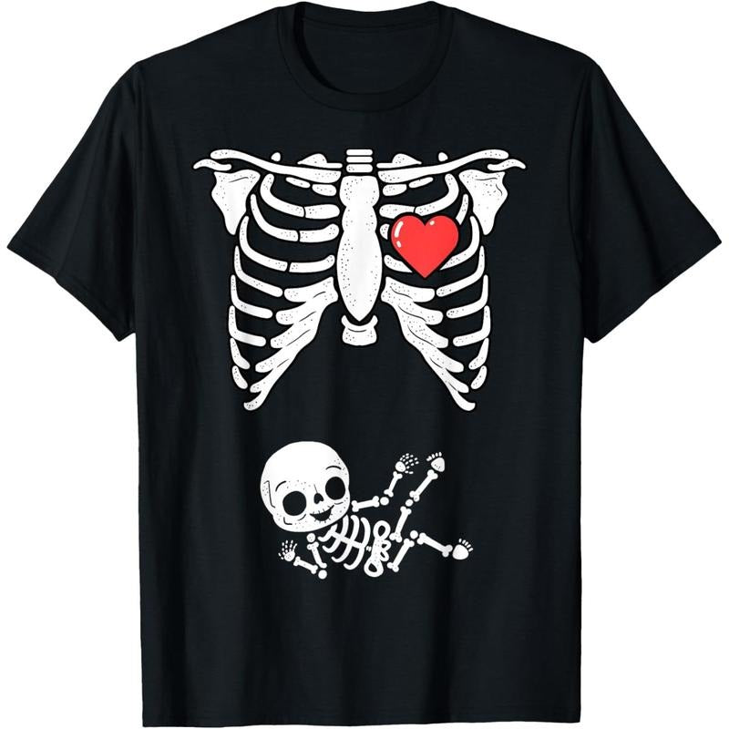 Skeleton Pregnancy Announcement  Halloween Costume T-Shirt made in usa Hoodie, Sweatshirt | TeeBloomCo.com