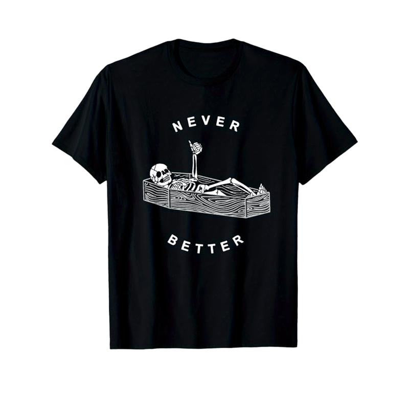 Skeleton Print Men's Cotton T-shirt, Graphic Tee Men's Outdoor Clothes, Men's Halloween Clothing, Casual Short Sleeve...