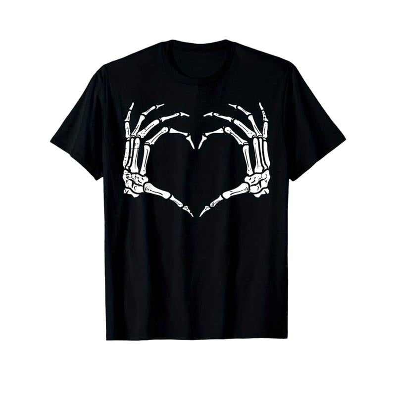 Skeleton Print Men's Cotton T-shirt, Graphic Tee Men's Outdoor Clothes, Men's Halloween Clothing, Casual Short Sleeve...