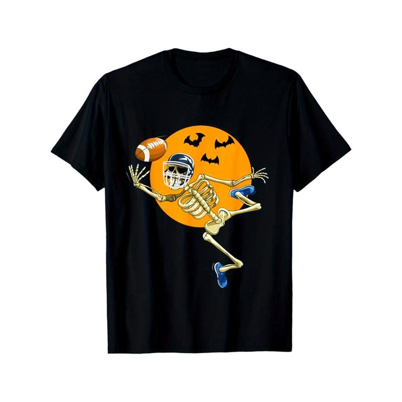 Skeleton Print Men's Cotton T-shirt, Graphic Tee Men's Outdoor Clothes, Men's Halloween Clothing, Casual Short Sleeve...