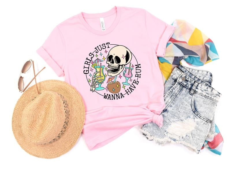 Skellie Girls Just Want to Have Rum T-Shirt Hoodie, Sweatshirt | TeeBloomCo.com