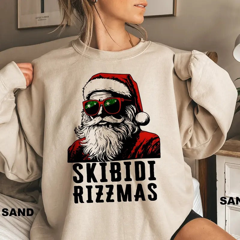 Skibidi Rizzmas Christmas Rizz Santa Claus Charisma Kid Cool Unisex Softstyle T-Shirt,  Funny Christmas Sweatshirt, Funny...