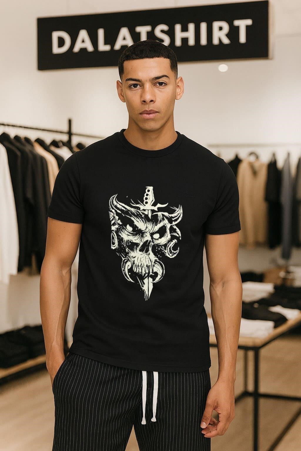Skull and Knife with Brass Knuckles Dark Art shirt