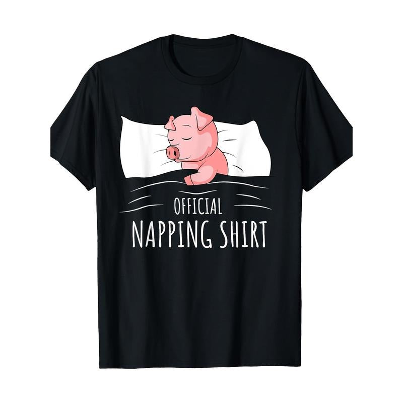 Sleeping Pig Lover Swine Official Napping T-Shirt-100% Cotton - 220g made in usa Hoodie, Sweatshirt | TeeBloomCo.com