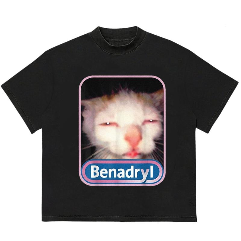 Sleepy Benadryl Catt T-Shirt Trendy Gift for Him Essential Trendy Fit Machine Washable Hoodie, Sweatshirt | TeeBloomCo.com