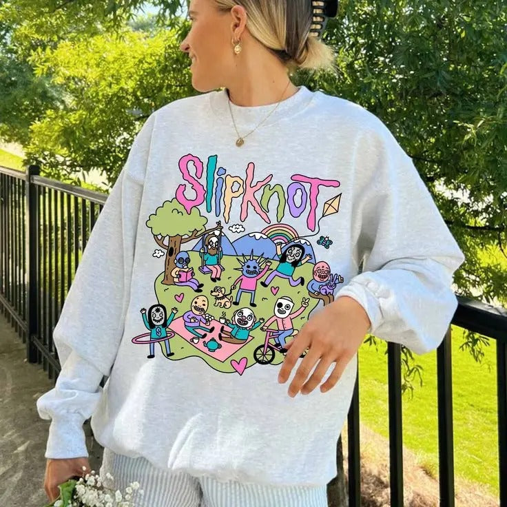 Slipknot Funny Vibes Sweatshirt Happy Times Metal Band Cozy Crewneck Sweatshirt T-Shirts, Hoodie | TeeBloomCo.com