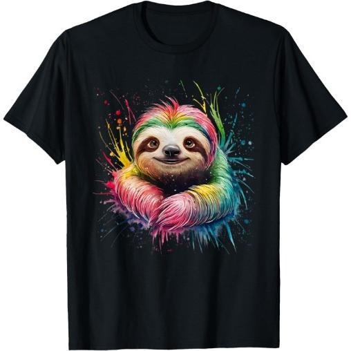 Sloth Men Colorful Watercolor Sloth T-Shirt Made in USA Hoodie, Sweatshirt | TeeBloomCo.com