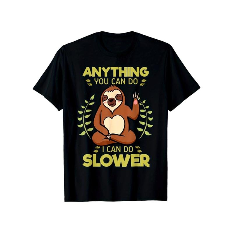 Sloths Print Men's Cotton T-shirt, Graphic Tee Men's Outdoor Clothes, Casual Short Sleeve Crew Neck T-shirt made in usa...