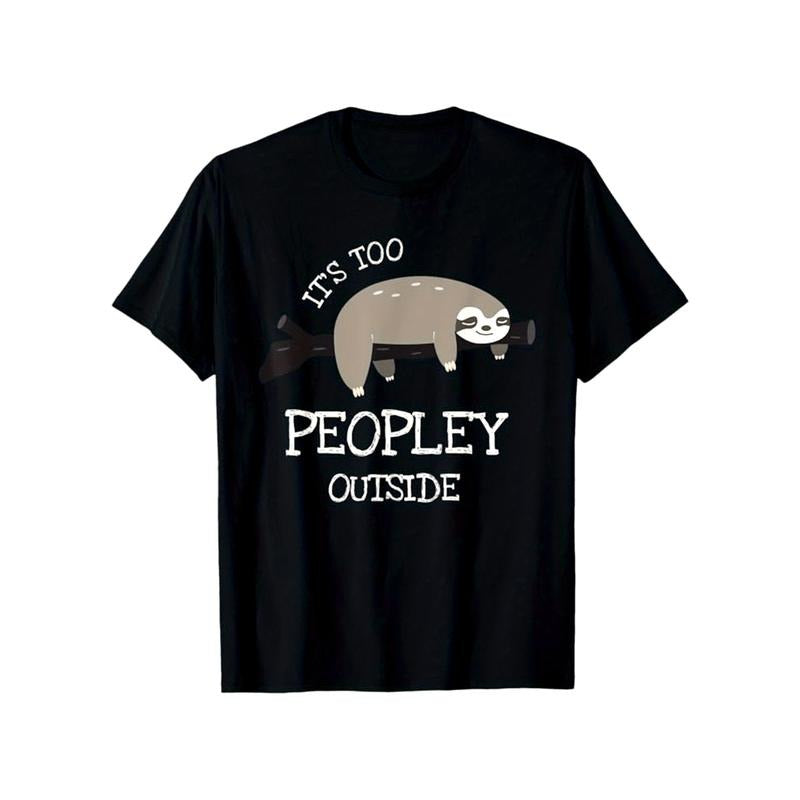Sloths Print Men's Cotton T-shirt, Graphic Tee Men's Outdoor Clothes, Casual Short Sleeve Crew Neck T-shirt made in...
