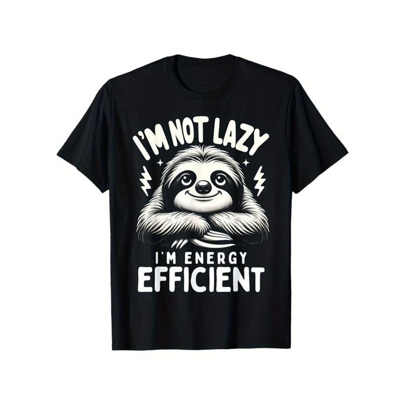 Sloths Print Men's Cotton T-shirt, Graphic Tee Men's Outdoor Clothes, Casual Short Sleeve Crew Neck T-shirt made in...
