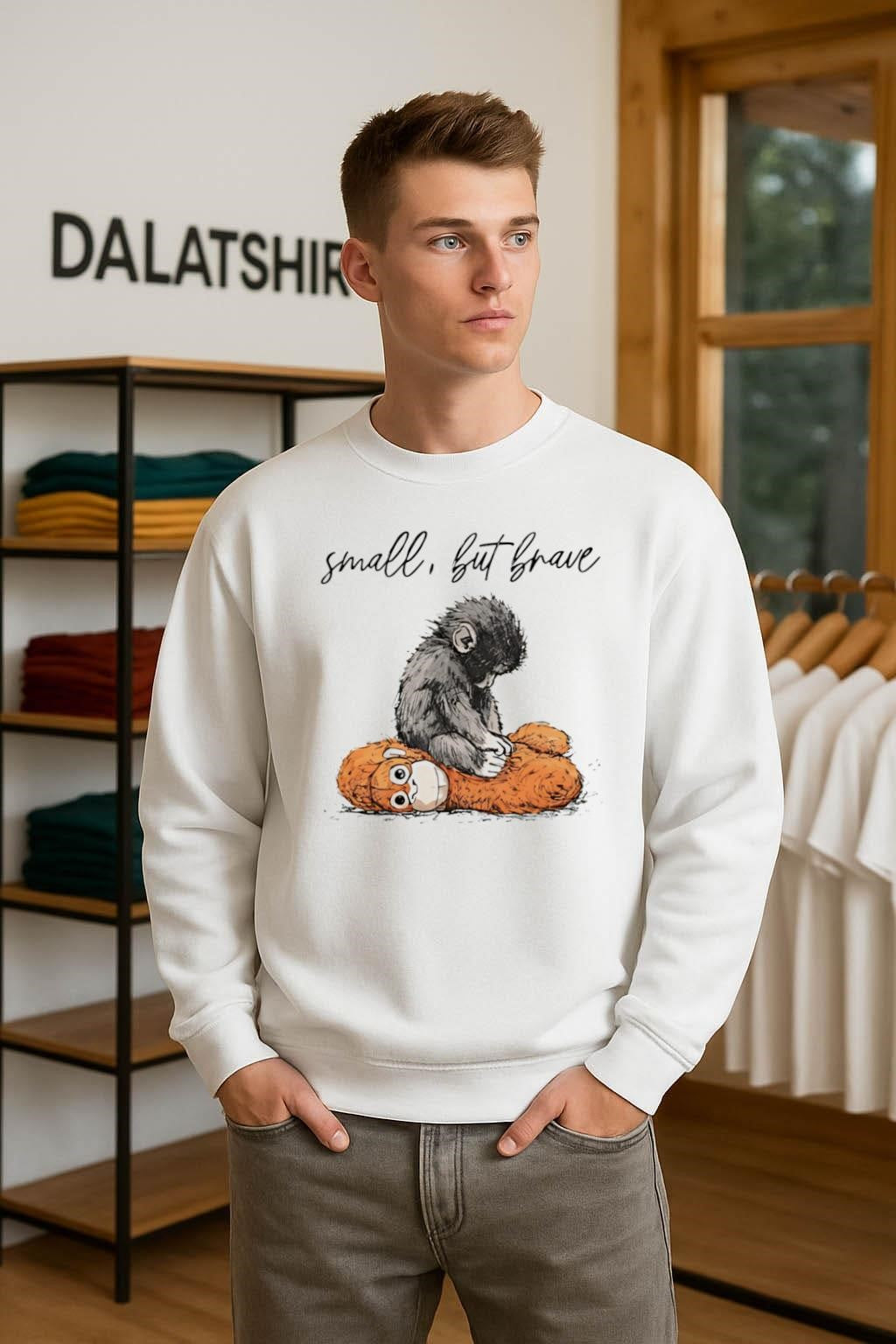 Small But Brave Baby Monkey Sitting Sad Graphic shirt