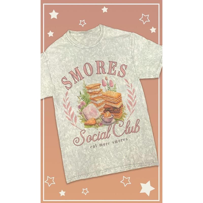 Smores Social Club Mineral Washed Graphic T-Shirt Hoodie, Sweatshirt | TeeBloomCo.com