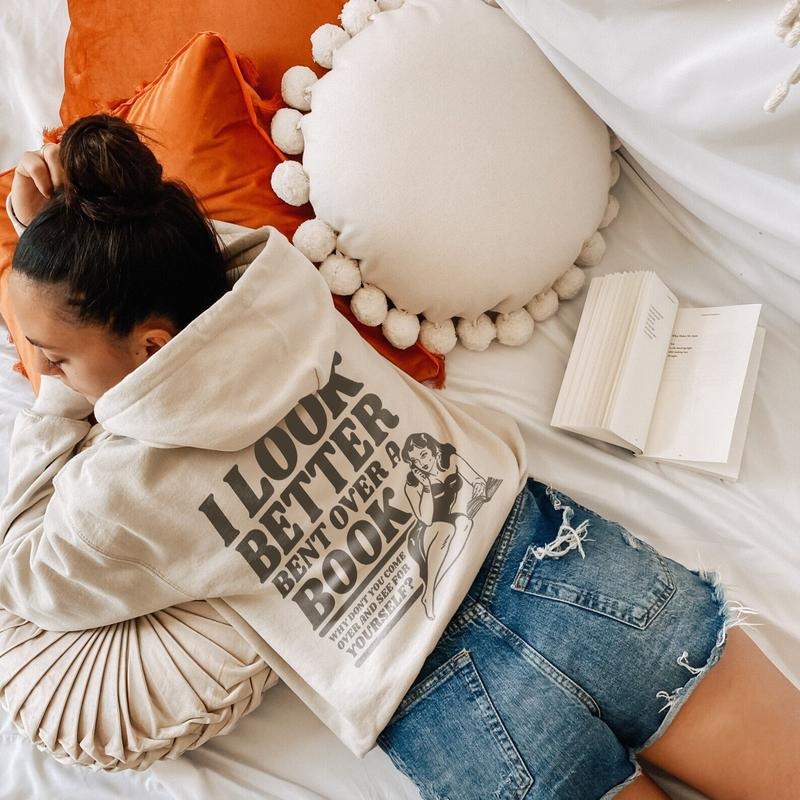 Smut Reader Hoodie | Romance Reader Hoodie, Bookish Gift For Her, Spicy Books, I Look Better Bent Over A Book, Dark...