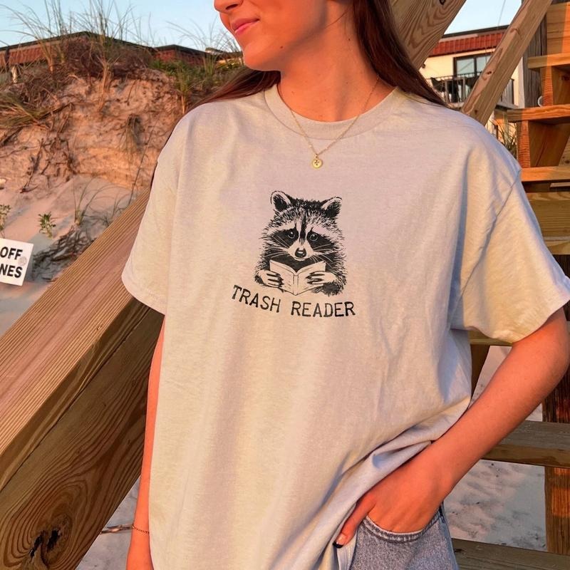 Smut Reader T Shirt Hoodie Sweater Bookish Raccoon Shirt Trash Reader Romance Goblincore Fan Gift For Book Lover Funny...