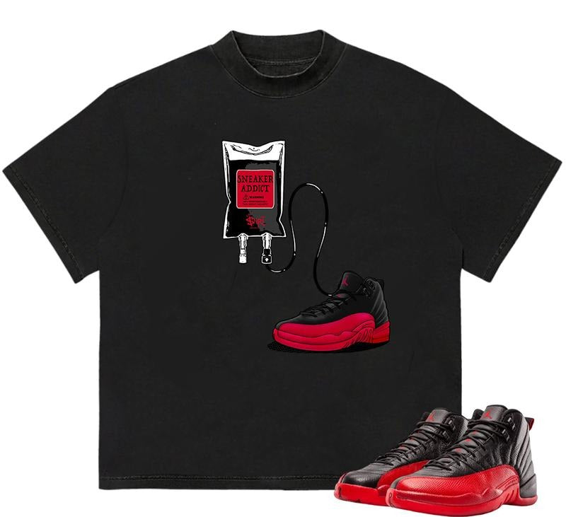 Sneaker Addict Jr 12 Flu Game T-Shirt Machine Washable Modern Style HipHop Graphic Hoodie, Sweatshirt | TeeBloomCo.com