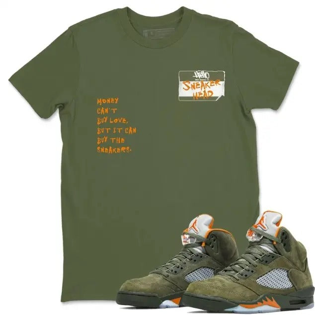 Sneakerhead Badge Unisex Crew Neck Sneaker Matching Tee Shirt To Match 5s Olive Hoodie, Sweatshirt | TeeBloomCo.com