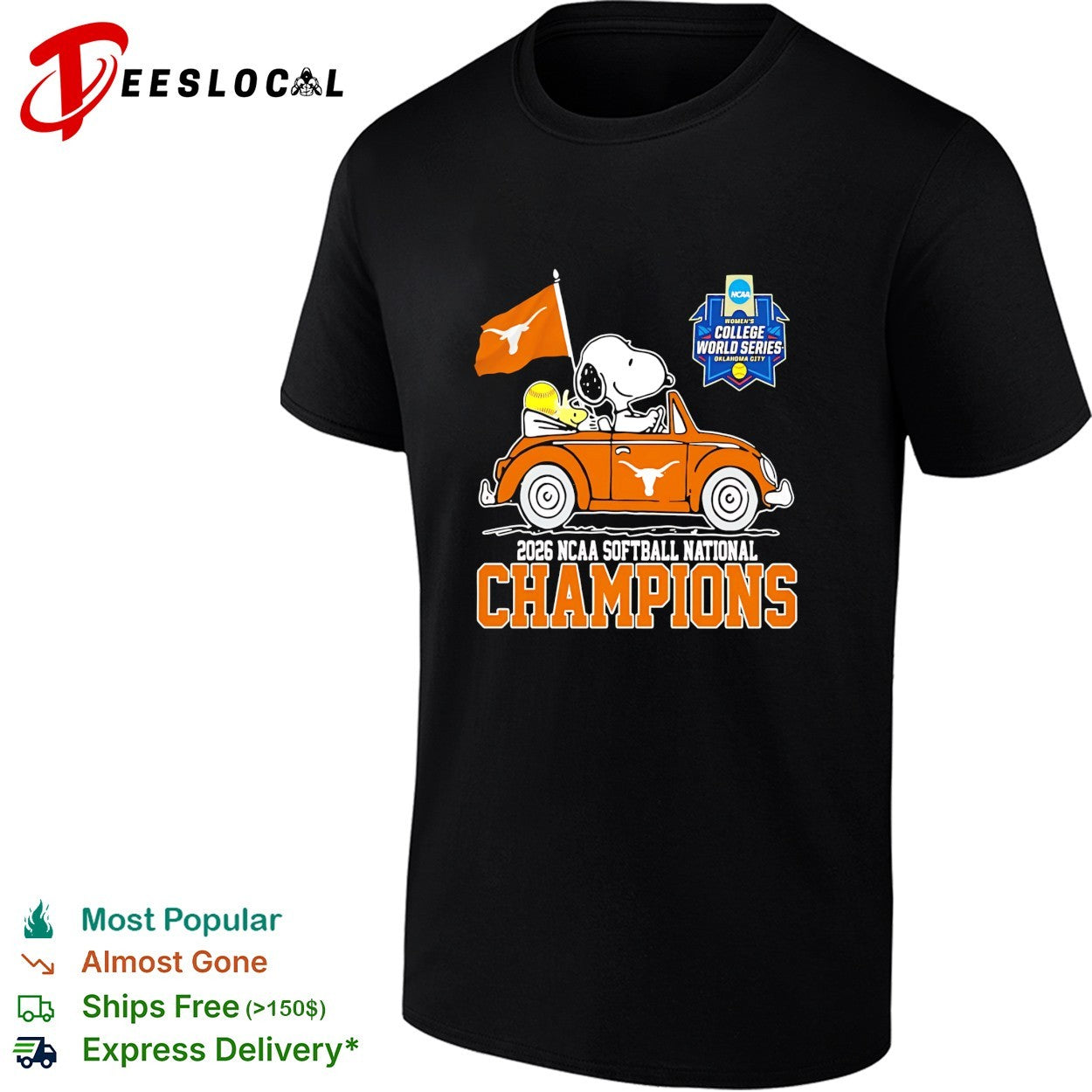 Snoopy Texas Longhorns 2026 NCAA softball national champions Oklahoma City shirt