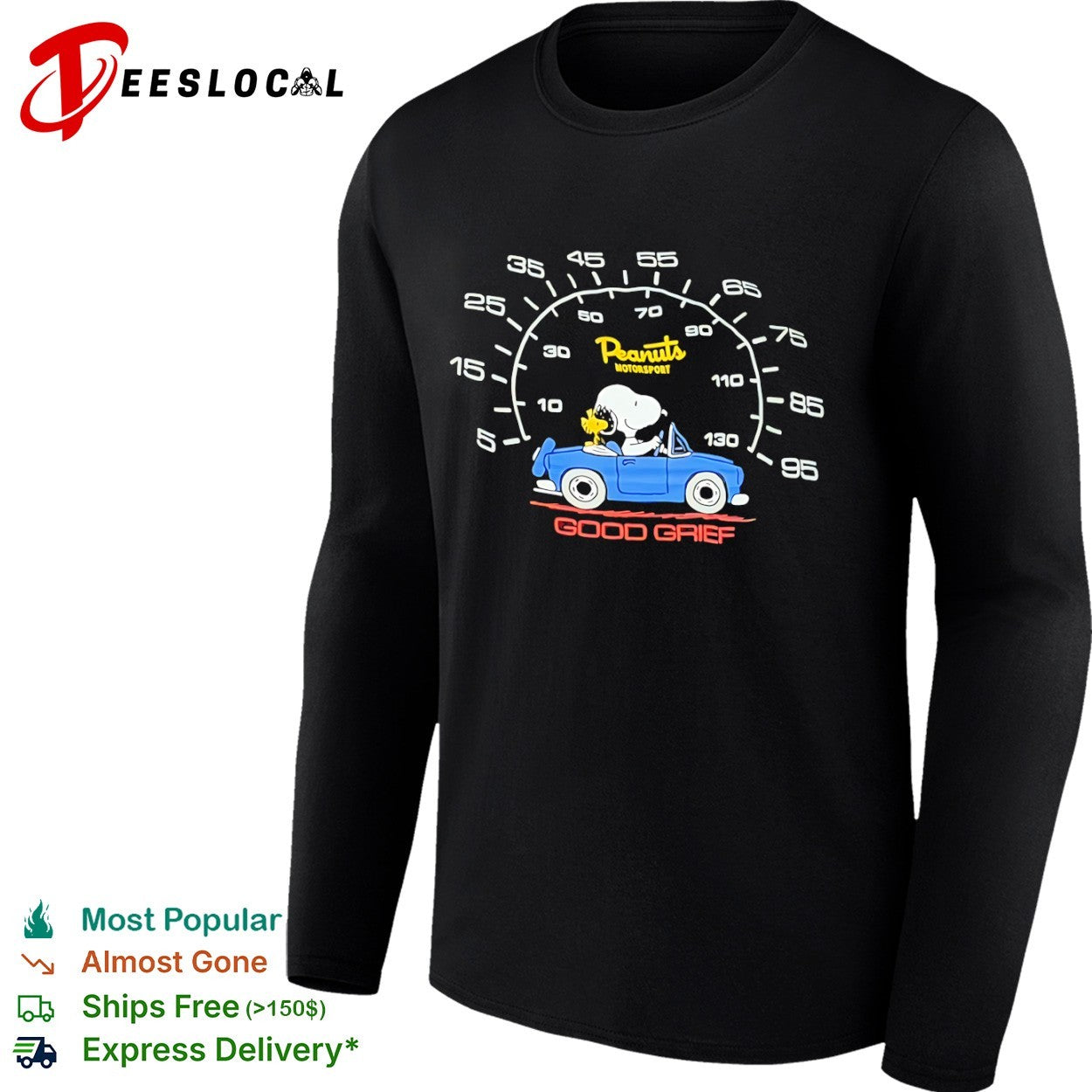 Snoopy Woodstock Peanuts Motorsport Good Grief Speedometer Racing shirt